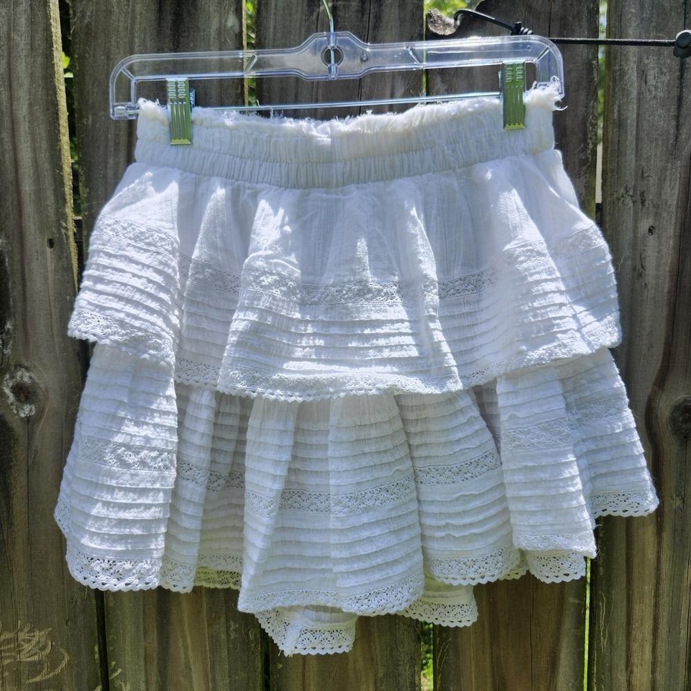Aerie Rock 'n Ruffle Cotton Mini Skirt Sz S Layers Elastic Waist Fairycore Lined
